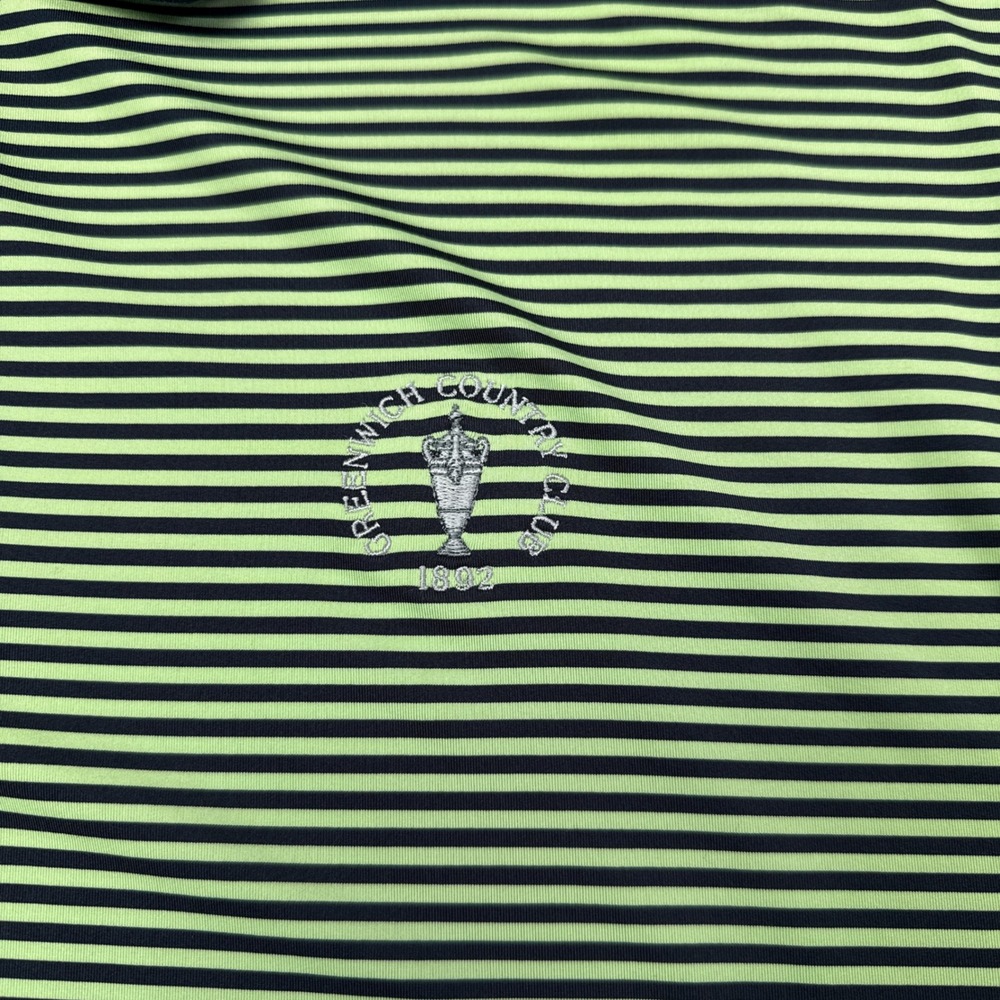 Greenwich Country Club Golf Polo Shirt Mens Size XL Green Blue Striped FootJoy - Picture 3 of 9